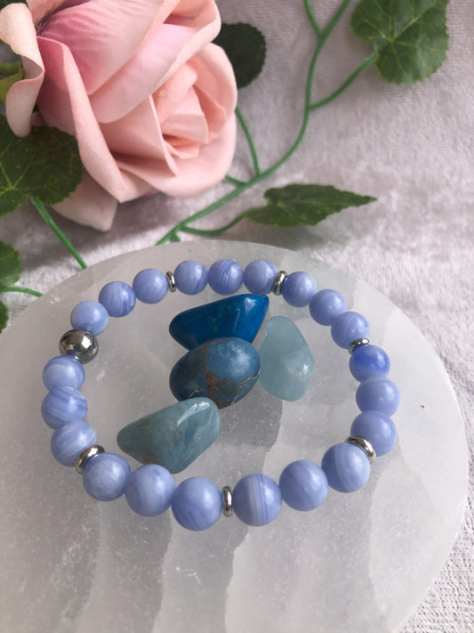 Blue Lace Agate Bracelet 8mm